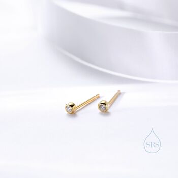 Extra Tiny 2mm Cz Stud Earrings In Sterling Silver, 4 of 12