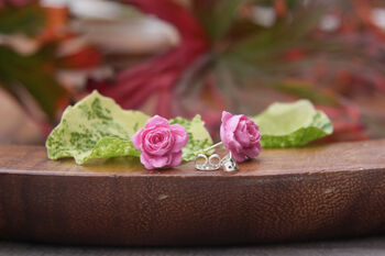 Hand Painted Rose Stud Earrings In Different Colours, 4 of 8