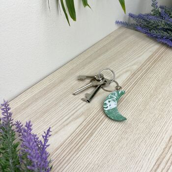 Emerald Green Moon Keyring Keychain, 2 of 3