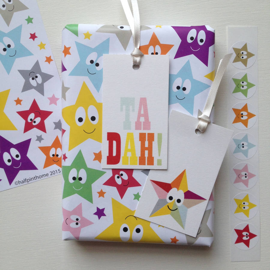 star gift wrapping paper or gift wrap set by half pint home