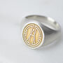 Sterling Silver Medallion Initial Signet Ring, thumbnail 1 of 5