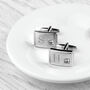 Personalised Silver Plated Cufflinks With Crystal, thumbnail 2 of 7