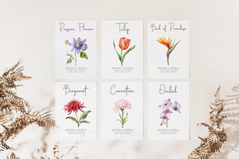 Flower Themed Wedding Table Numbers, 4 of 9