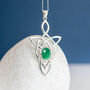 Genuine Emerald Celtic Knot Necklace In Sterling Silver, thumbnail 3 of 11