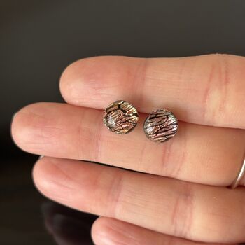Pink Abstract Fused Glass Sterling Silver Stud Earrings, 6 of 10