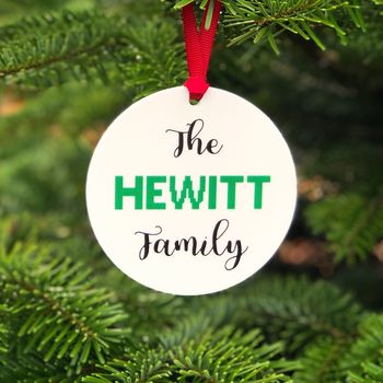 Family Name Christmas Tree Decoration Bauble, 2 of 8