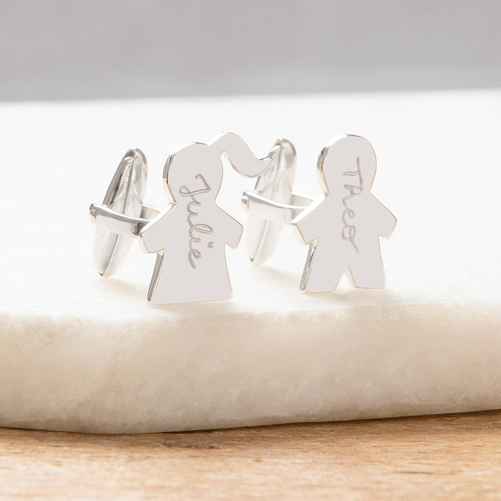 Image of Personalised Sterling Silver People Cufflinks, Silver