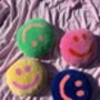 Handmade Tufted Hot Pink And Orange Smiley Face Cushion, thumbnail 4 of 4