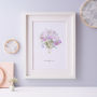 Personalised Bridal Wedding Bouquet Illustrated Print, thumbnail 1 of 7