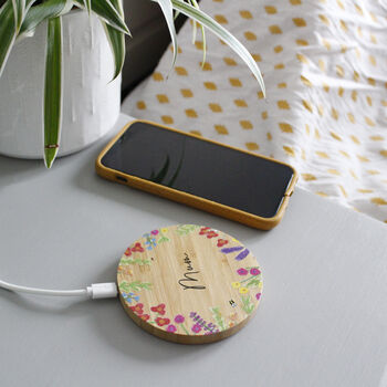 Personalised Bamboo Wireless Phone Charger For Mum, 11 of 11
