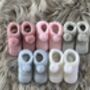 White Knitted Baby Booties With Pom Pom, thumbnail 9 of 9