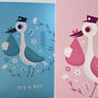 'It's A Girl' Illustrated Stork New Baby Card, thumbnail 3 of 3