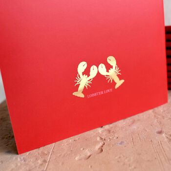 Recycled Red Notebook With Gold Foil Lobsters, 3 of 7