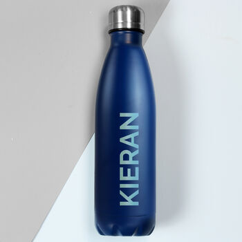 Personalised Bold Name Blue Metal Insulated Bottle, 5 of 6