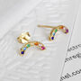 Gold Rainbow Gemstone Stud Earrings, thumbnail 4 of 8