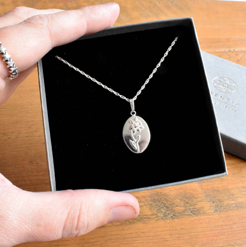 Sterling Silver Birth Flower Necklace, 1 of 11