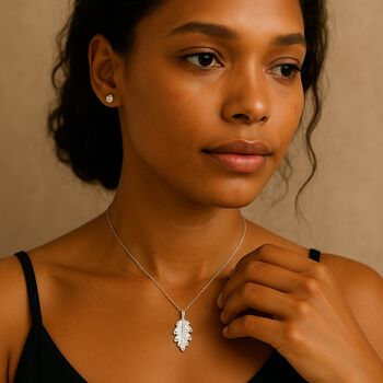 Personalised Sterling Silver Oak Leaf Necklace, 2 of 9