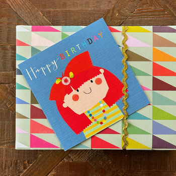 Blue Flower Girl Birthday Card, 3 of 4