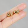 Smiley Face Cz Stone Gold Stud Earrings, thumbnail 1 of 9