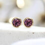 Yellow Gold Plated February Amethyst Birthstone Stud Earrings, thumbnail 3 of 8