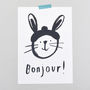 'Bonjour' Rabbit Print, thumbnail 5 of 5