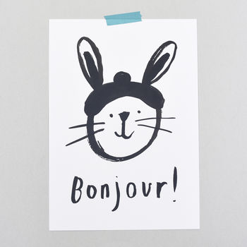 'Bonjour' Rabbit Print, 5 of 5