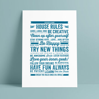 Personalised Family House Rules Print, 6 of 7