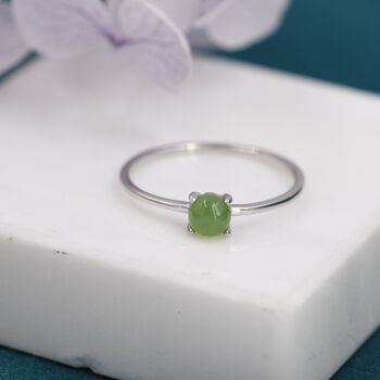 Sterling Silver Genuine Green Jade Ring, 2 of 11