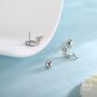 Sterling Silver Tiny Mermaid Screw Back Earrings, thumbnail 6 of 11