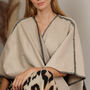 Wool Blend Poncho Wrap With Scarf, thumbnail 3 of 11