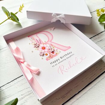 Handmade Pink Monogramed Birthday Card, 8 of 10