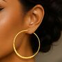 Textured Large Gold Plated Silver Hoop Earrings, thumbnail 2 of 4