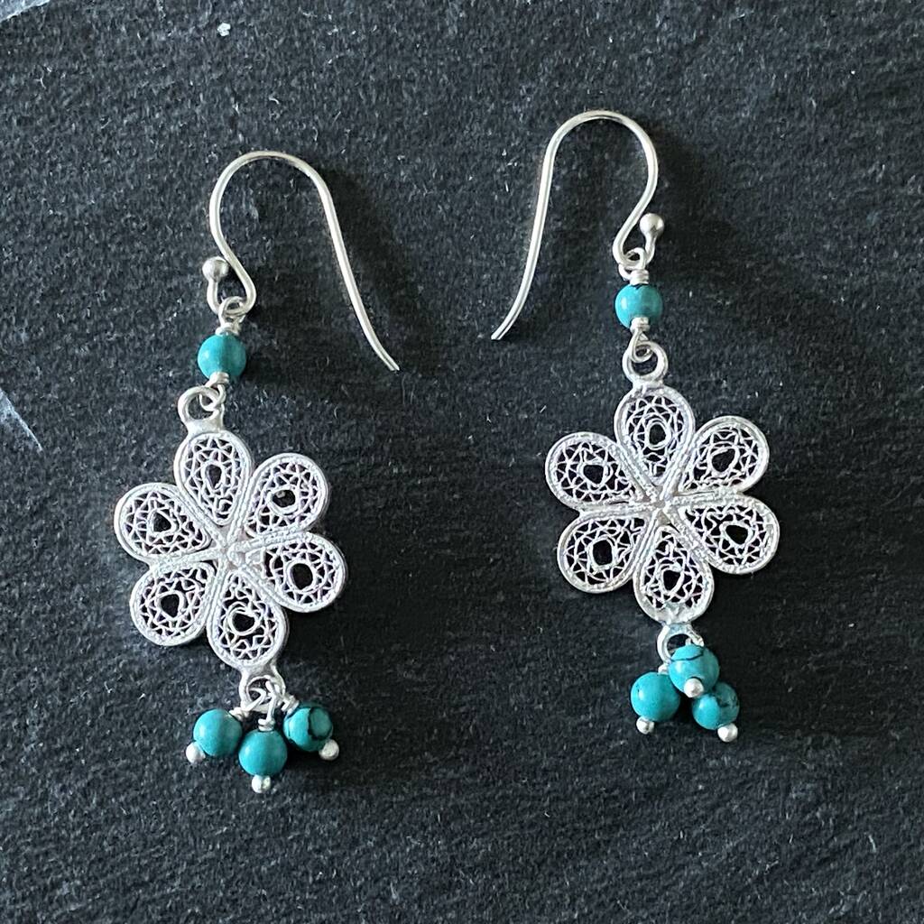 Delicate, Handcrafted Sterling Silver Indian Earrings