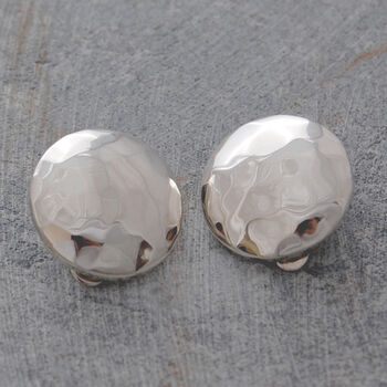 Silver Textured Clip On Ball Earrings, 2 of 4