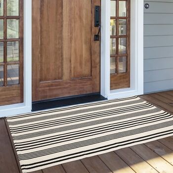Black And White Stripped Outdoor Rug, 6 of 7