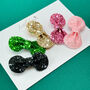 Mini Glitter Bow Hair Clip Set/ Wicked, thumbnail 1 of 2