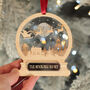 Santa's Flight Snow Globe 3D Christmas Tree Decoration, thumbnail 2 of 7