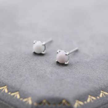 Sterling Silver Mother Of Pearl From The Queen Conch Shell Stud Earrings, 5 of 10