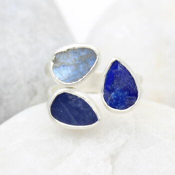 Tanzanite, Moonstone And Lapis Lazuli Gemstone Ring, 6 of 7