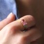 Golden Pink Crystal Cluster Ring, thumbnail 2 of 4