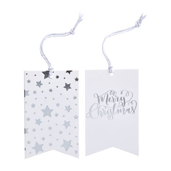 Silver Foiled Merry Christmas Gift Present Tags, 2 of 3