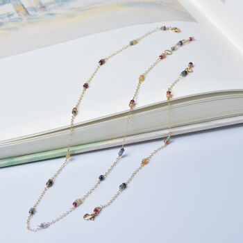 Multicoloured Sapphire Dainty Chain Bracelet, 4 of 9