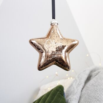 Baby First Christmas Glass Star Bauble Tree Decoration, 7 of 9
