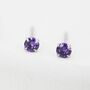 Sterling Silver February Birthstone Amethyst Cz Stud Earrings, thumbnail 1 of 12