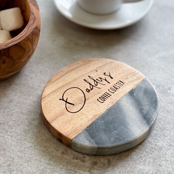 Personalised Marble And Acacia Coaster, 4 of 8