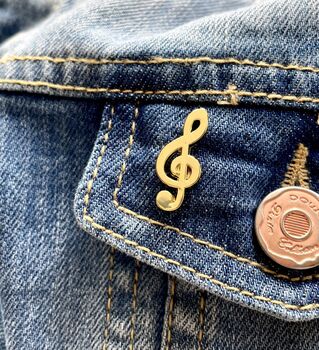 Treble Clef Gold Or Silver Lapel Pin, 3 of 8