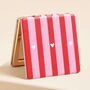 Personalised Name Stripe And Hearts Compact Mirror, thumbnail 4 of 5