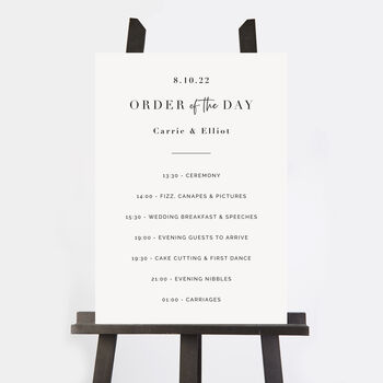 White Modern Script Wedding Order Of The Day Sign, 2 of 3