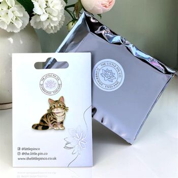 Cute Anime Tabby Cat Enamel Pin Brooch, 2 of 9