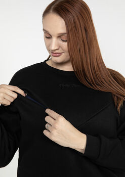Women's Breastfeeding Black Embroidered Sweatshirt, 2 of 3